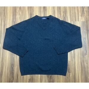 Vintage Christopher Hayes 100% Wool Lambswool Knit Sweater Navy Blue Mix Sz XL